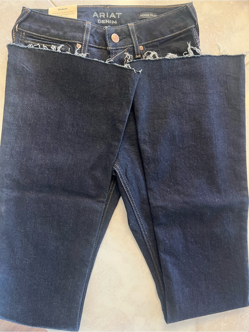 Ariat Premium Italian Raw Hem HR Flare Dark Indigo Jeans - Picture 6 of 8